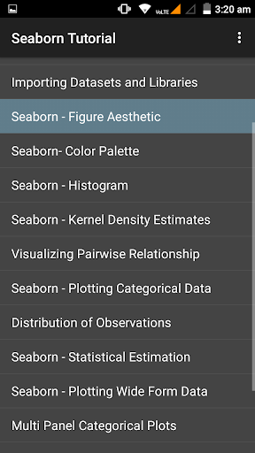 Android application Learn Seaborn screenshort