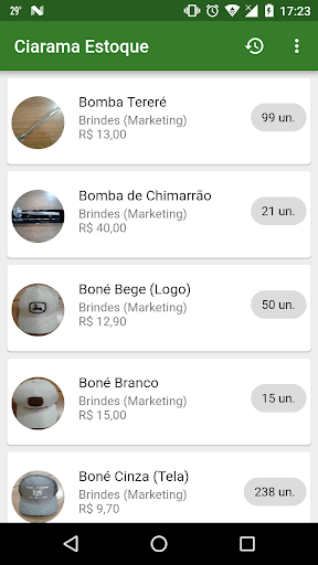 Android application Materiais Interno screenshort