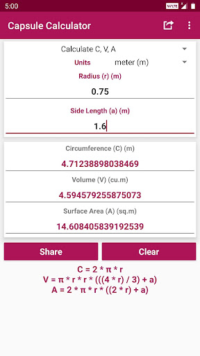 Android application Capsule Calculator screenshort