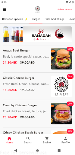Android application La Cardo Cafe screenshort