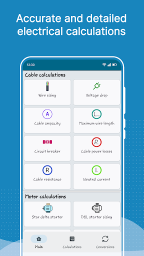 Android application PowerCalc: Electric Calculator screenshort