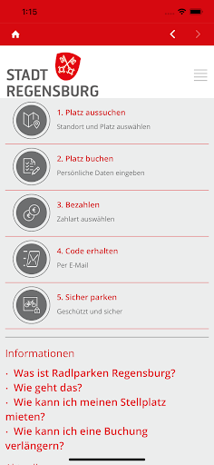 Android application Radlparken Regensburg screenshort