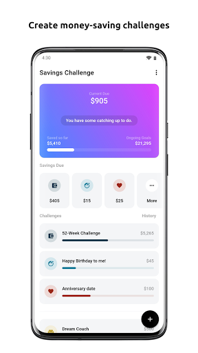 Android application Savings Challenge screenshort