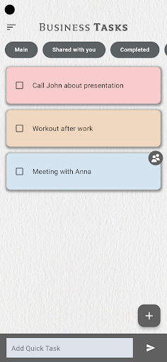 Android application Business Tasks screenshort