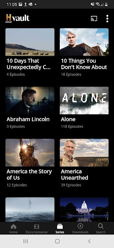 Screenshot of HISTORY Vault