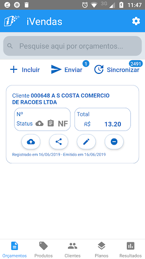 Android application iVendas - Força de Vendas screenshort