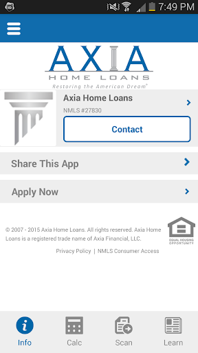 Android application Axia App screenshort