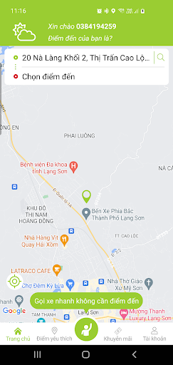 Android application Taxi Đồng Đội screenshort