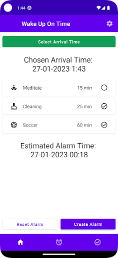 Android application Wake Up On Time screenshort
