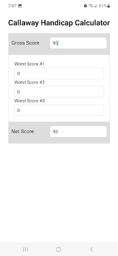 Android application Callaway Handicap Calculator screenshort