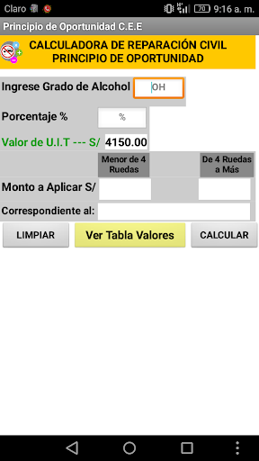 Android application Principio de Oportunidad screenshort