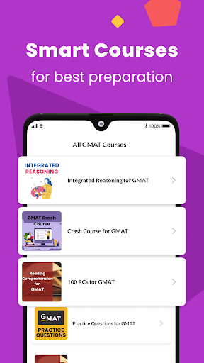 GMAT Exam Prep App, Mock tests Screen 2
