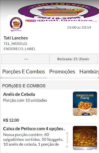 Android application Tati Lanches screenshort