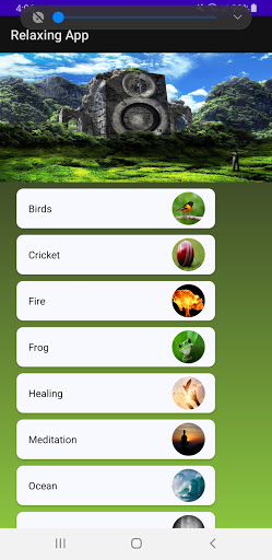 Android application Relaxing screenshort