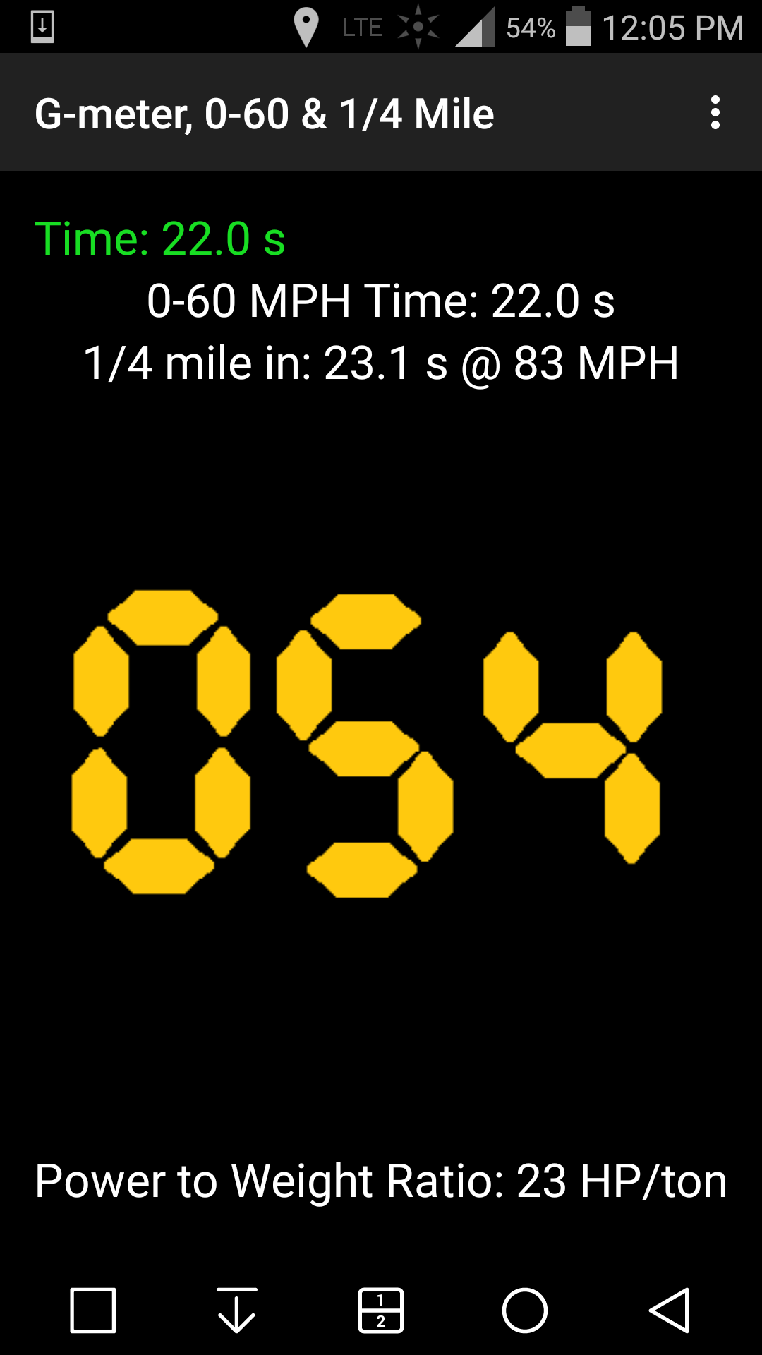 Android application G-meter, 0-60 & 1/4 mile drag screenshort
