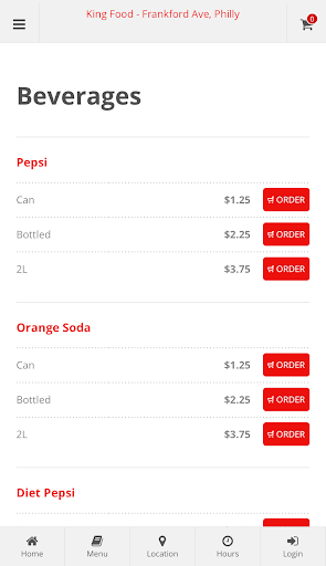 King Food Philadephia Ordering Screen 2