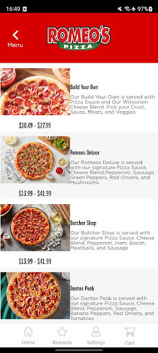 Screenshot of Romeo’s Pizza