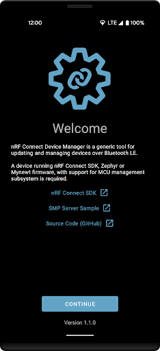 Screenshot of nRF Connect Device Manager