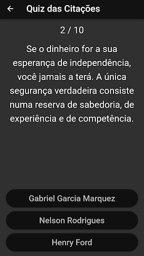 Quiz das Citações Screen 3