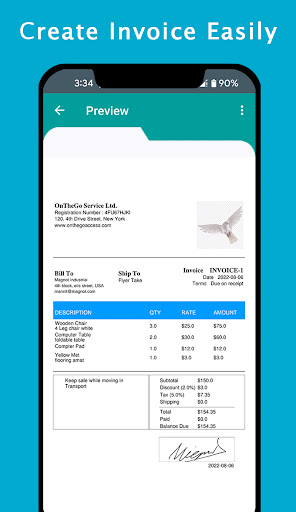 OnTheGo - Invoice Maker Screen 2