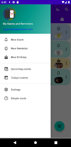 My Alarms and Reminders Screen 2
