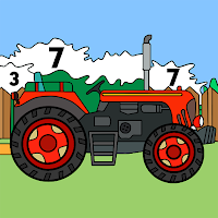 Tractors Color by Number - Vehicles Coloring Book