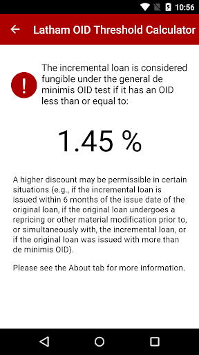 OID Threshold Calculator Screen 2