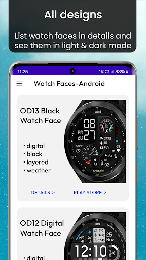 Android application ozappic Watch Faces screenshort
