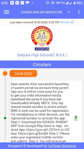 Android application Sanjuba High School, Nagpur screenshort
