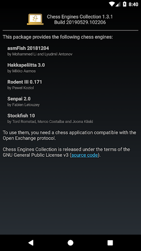 Android application Chess Engines Collection screenshort