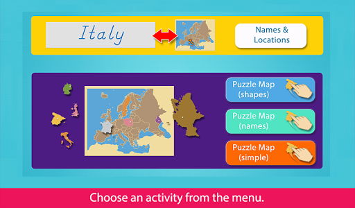 Android application Europe - Montessori Geography screenshort