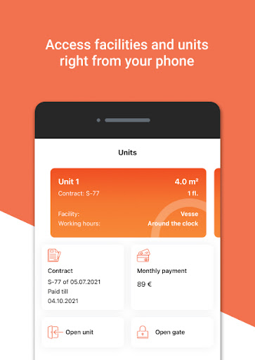 Android application SpaceHub - self storage screenshort