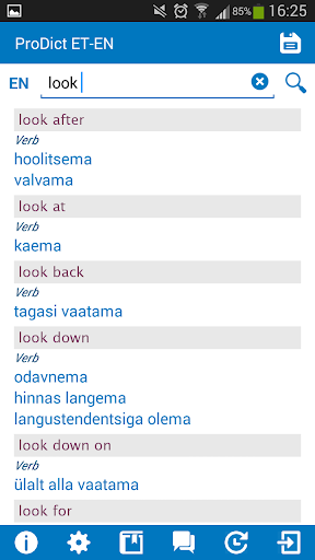 Estonian English dictionary Screen 2