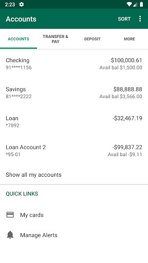 BHSFFCU Mobile Banking Screen 3