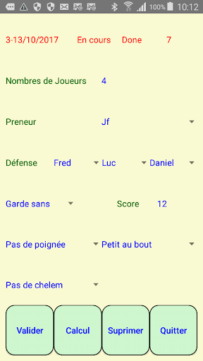 Android application Tarot Score screenshort