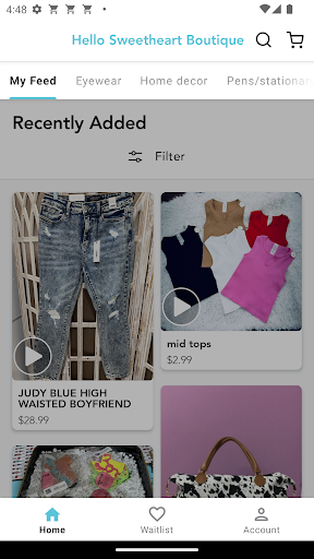 Android application Hello Sweetheart Boutique screenshort
