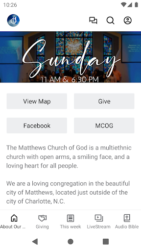 Android application Matthews Church of God screenshort