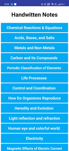 Android application Class 10 Science Notes screenshort