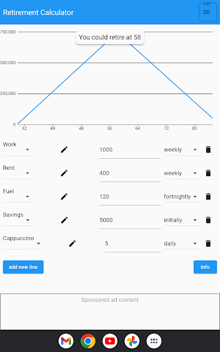 Visual Retirement Calculator Screen 3