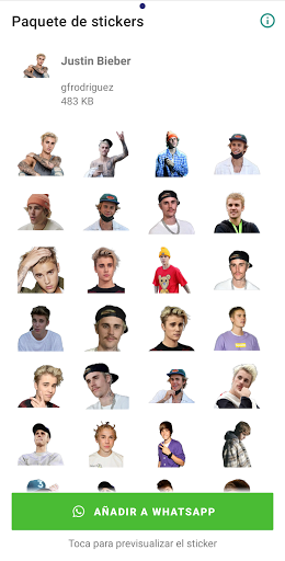 Android application WAStickerApps - Justin Bieber screenshort