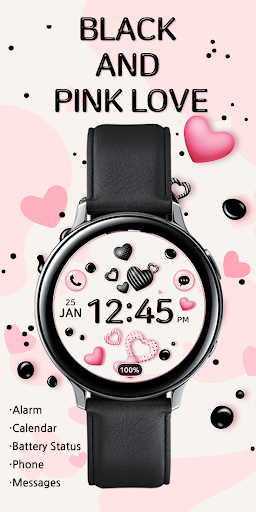 Android application Black and Pink Love_Watchface screenshort