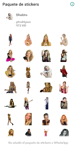 Android application WAStickerApps - Shakira Sticke screenshort