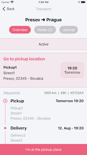 Android application Transportly Driver screenshort