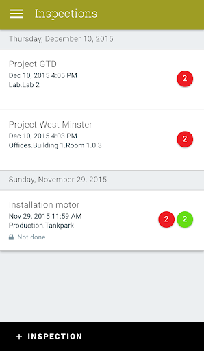 Android application Inspection checklists screenshort