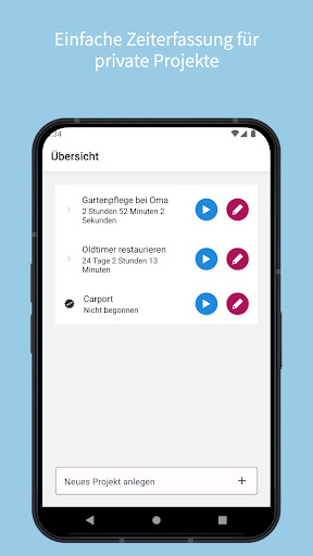 Android application tracky Projekterfassung screenshort
