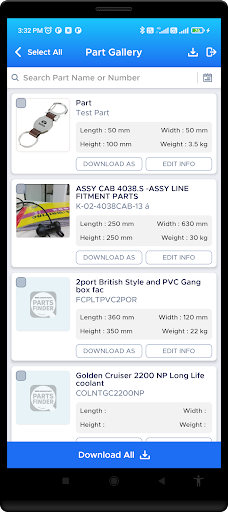 PARTS FINDER Screen 3