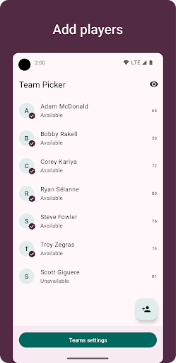 Team Picker Screen 2