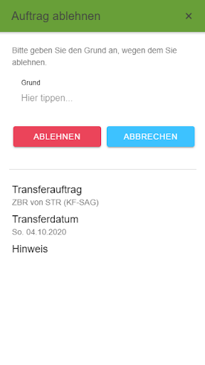Android application Transferdisposition screenshort