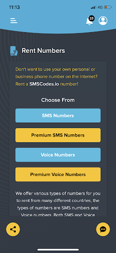 SMSCodes.io Screen 3
