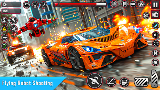 Android application Real Flying Car Robot Shooting screenshort